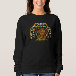 Sunflower Highland Cow Rainbow Cowhide Western Cou Sweatshirt
