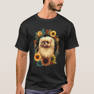 Sunflower Hippie Floral Pekingese Dog T-Shirt