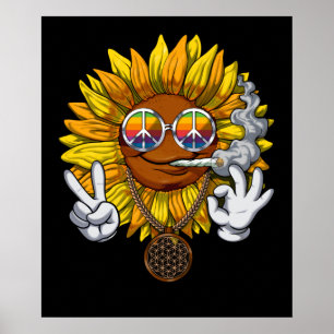 Sunflower Hippie Poster