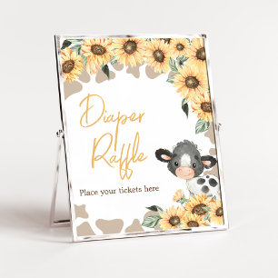 Sunflower Holy Cow Baby Shower Diaper Raffle Poster