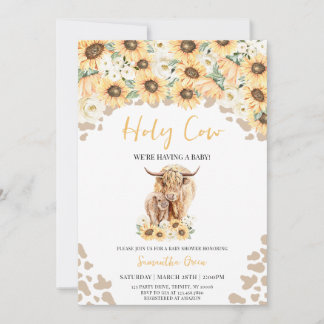Sunflower Holy Cow Baby Shower Invitation