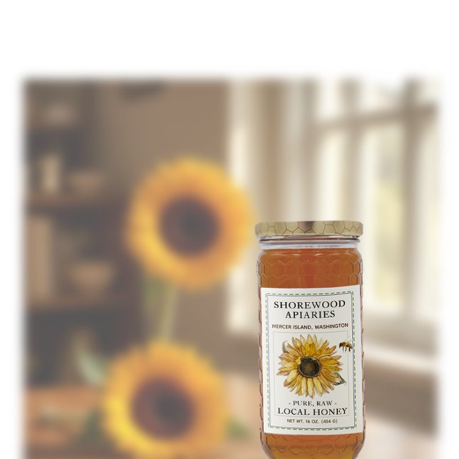  Sunflower Honey 2x3" Realistic Bee Dashed Border  Food Label (Creator Uploaded)