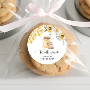Sunflower honey bear thank you classic round sticker