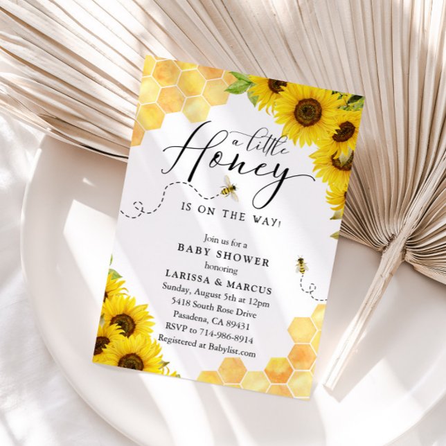 Sunflower Honey Bee Baby Shower Invitation (Creator Uploaded)