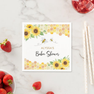 Sunflower Honey Bee Baby Shower Napkin