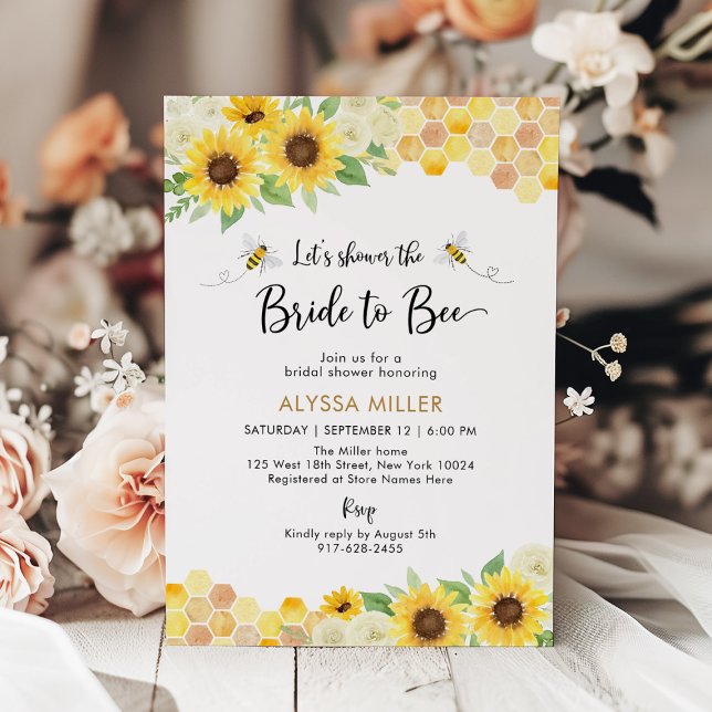 Sunflower Honey Bee Bridal Shower Invitation (Creator Uploaded)