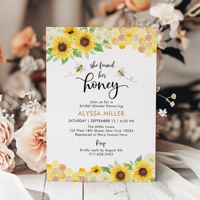 Sunflower Honey Bee Bridal Shower Invitation (Creator Uploaded)