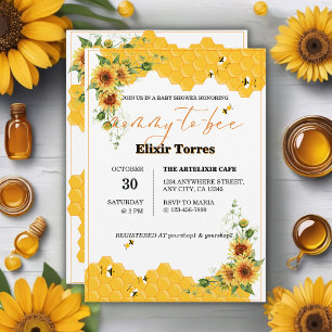 Sunflower Honeycomb Mummy-To-Bee Baby Shower Invitation