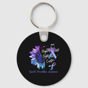 Sunflower Hope Fight Cure Suicide Prevention Aware Key Ring