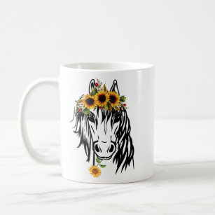 Sunflower Horse Bandanna Head for Horseback Riding Coffee Mug