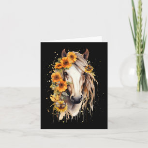 Sunflower Horse Portrait Equestrian Cowgirl Horseb Card