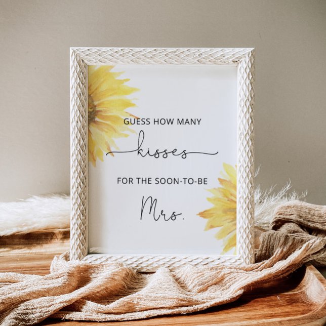 Sunflower how many kisses bridal shower game poster (Creator Uploaded)