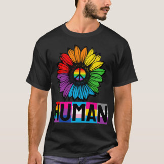 Sunflower HUMAN LGBT Flag Gay Pride Month LGBTQ T-Shirt
