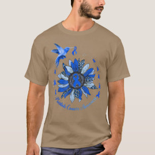 Sunflower Hummingbird Blue Ribbon Prostate Cancer  T-Shirt
