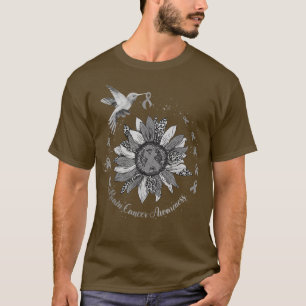 Sunflower Hummingbird Grey Brain Cancer Warrior T- T-Shirt