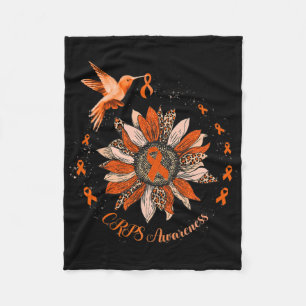 Sunflower Hummingbird Orange Ribbon Crps Warrior Fleece Blanket