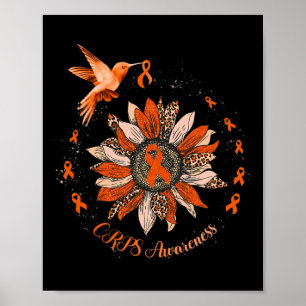 Sunflower Hummingbird Orange Ribbon CRPS Warrior  Poster