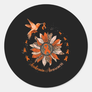 Sunflower Hummingbird Orange Ribbon Leukaemia Warr Classic Round Sticker