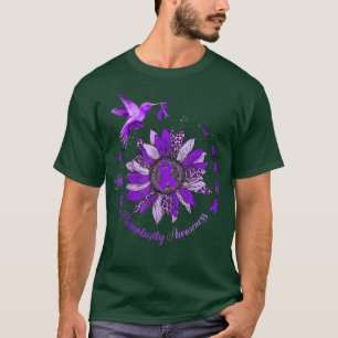 Sunflower Hummingbird Purple Ribbon Prematurity Wa T-Shirt