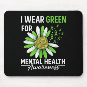 Sunflower I Wear Green For Mental Health Awareness Mouse Pad