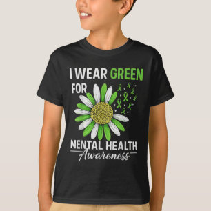 Sunflower I Wear Green For Mental Health Awareness T-Shirt