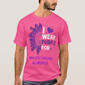 Sunflower I Wear Purple Ribbon Domestic Violence A T-Shirt