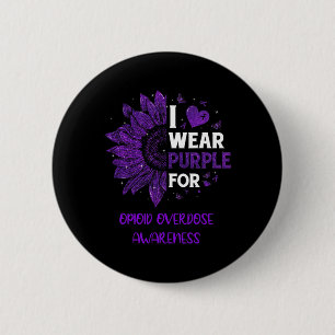 Sunflower I Wear Purple Ribbon Opioid Overdose Awa 6 Cm Round Badge
