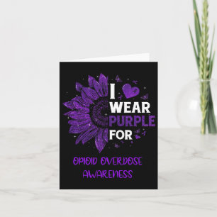 Sunflower I Wear Purple Ribbon Opioid Overdose Awa Card