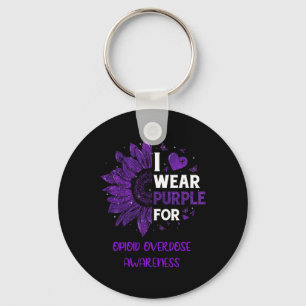 Sunflower I Wear Purple Ribbon Opioid Overdose Awa Key Ring