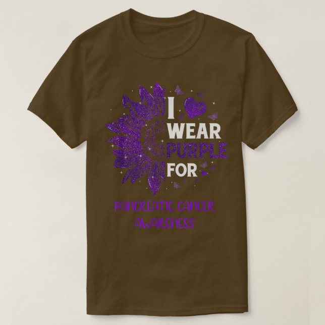 Sunflower I Wear Purple Ribbon Pancreatic Cancer A T-Shirt (Design Front)