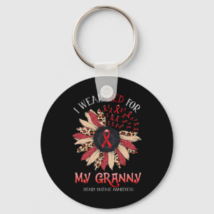 Sunflower I Wear Red Ribbon Granny Heart Disease A Key Ring