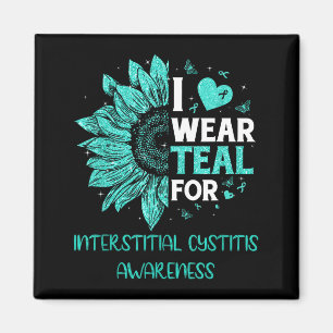 Sunflower i wear teal ribbon interstitial cystitis magnet