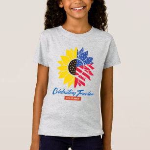 Sunflower Illustration 4th of July T-Shirt