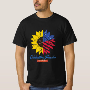 Sunflower Illustration 4th Of July T-Shirt