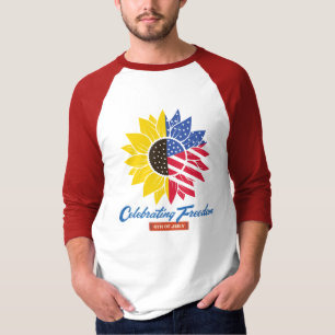 Sunflower Illustration 4th Of July T-Shirt
