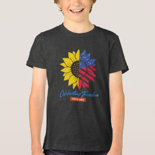 Sunflower Illustration 4th Of July Tri-Blend Shirt