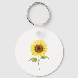 Sunflower Illustration — Bright Botanical Art Key Ring