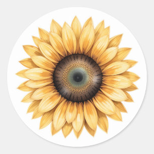 Sunflower illustration classic round sticker
