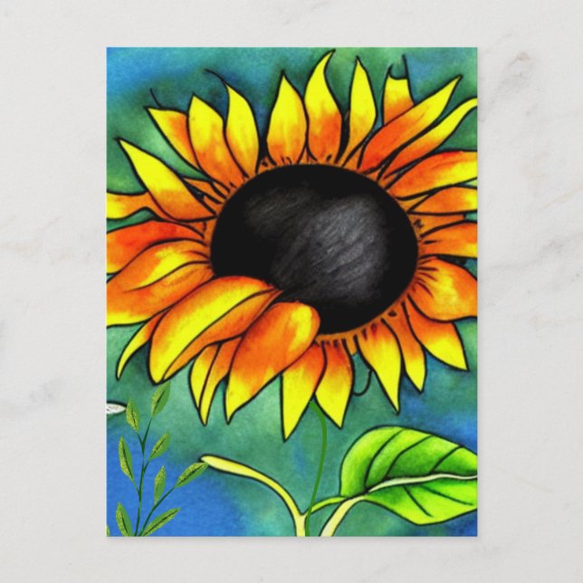 Sunflower Impressionism Crayon Modern Bold  Postcard (Front)