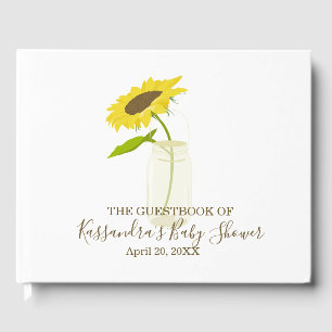 Sunflower In A Mason Jar Baby Shower Guest Book