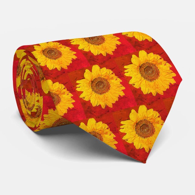 sunflower in grunge orange  tie (Rolled)