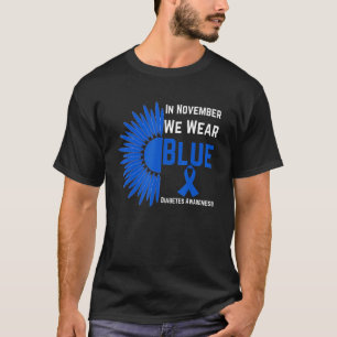 Sunflower In November We Wear Blue Diabetes Awaren T-Shirt