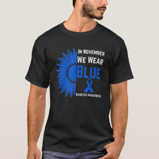 Sunflower In November We Wear Blue Diabetes Awaren T-Shirt