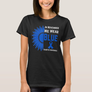 Sunflower In November We Wear Blue Diabetes Awaren T-Shirt