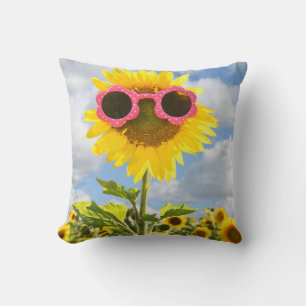 sunflower in sunglasses cushion