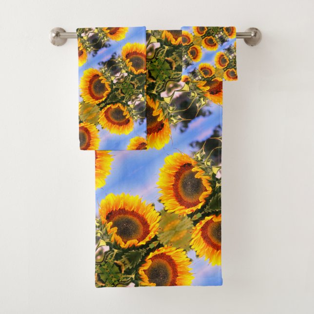 Sunflower In Sunshine Abstract Art Pattern     Bath Towel Set (Insitu)