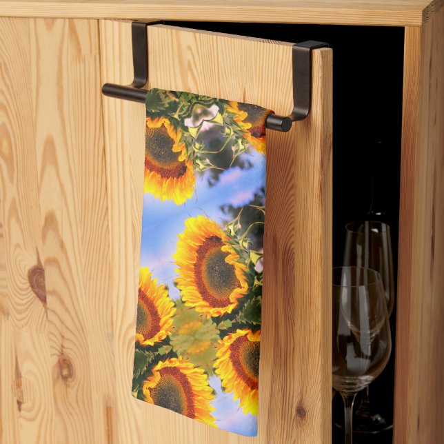 Sunflower In Sunshine Abstract Art Pattern      Tea Towel (Thirds Fold)