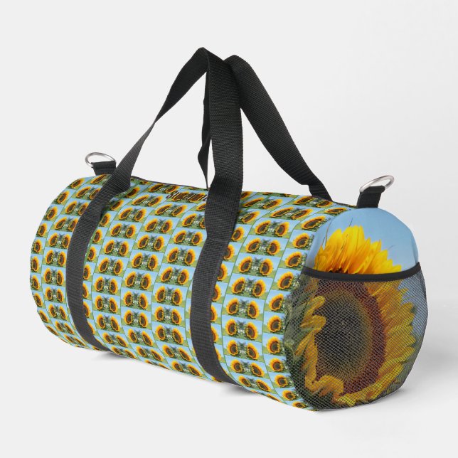 Sunflower In Sunshine Mirror Personalised Duffle Bag (Right Corner)