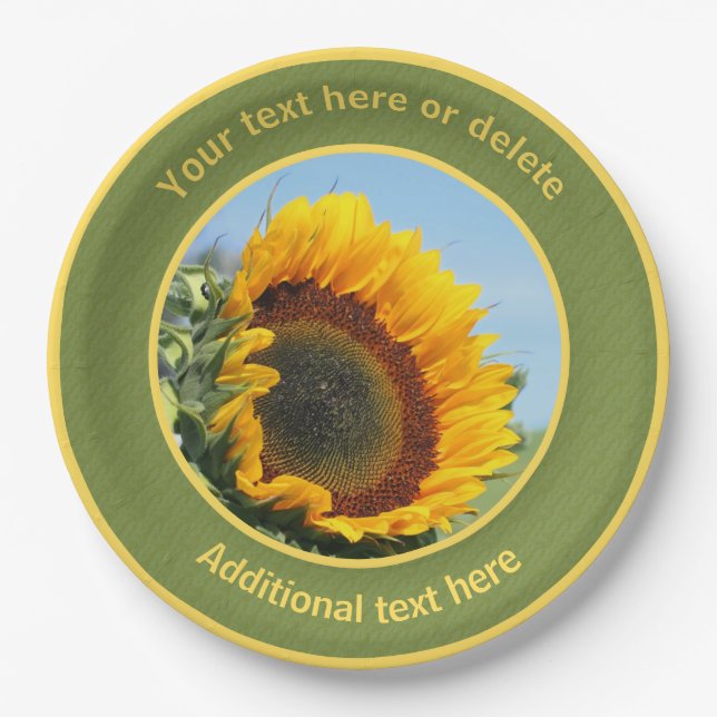 Sunflower In Sunshine Personalised Party   Paper Plate (Front)