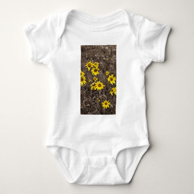 Sunflower in the Rocky Mountain Baby Bodysuit (Front)
